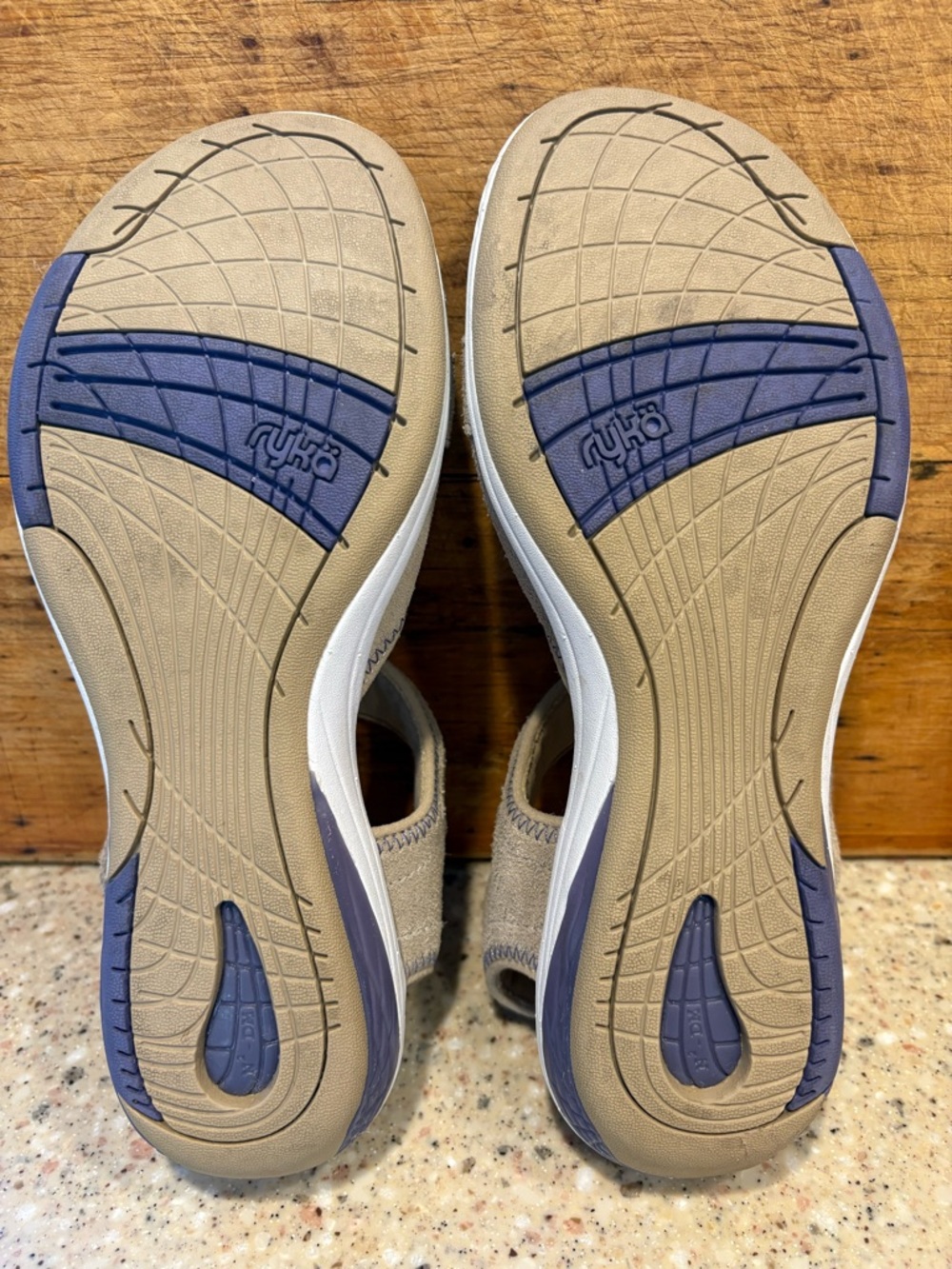 Ryka Beige Suede Strap Comfort Sandals - Picture 4 of 6